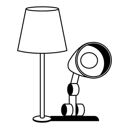 Office workplace elements light lamp and pencils on desk with plant pot cartoons ,vector illustration graphic design.のイラスト素材