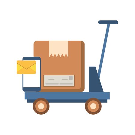 cart with box carton postal service vector illustration designのイラスト素材