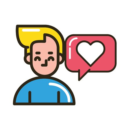 man with speech bubble and love heart vector illustration designのイラスト素材