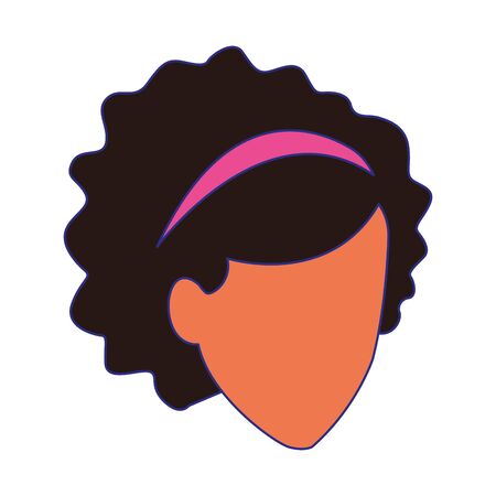 woman with curly hair icon over white background, vector illustrationのイラスト素材