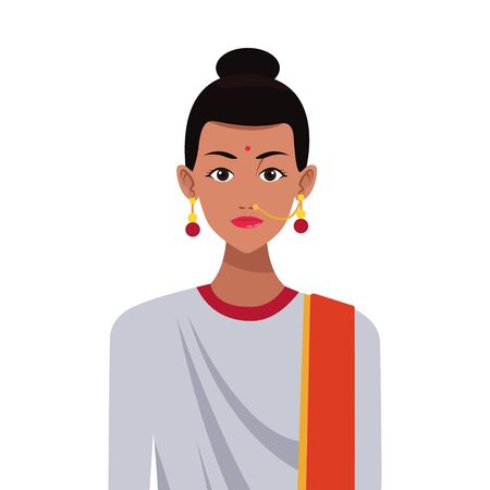 indian asian religion oriental culture, young woman wearing earrings cartoon vector illustration graphic designのイラスト素材