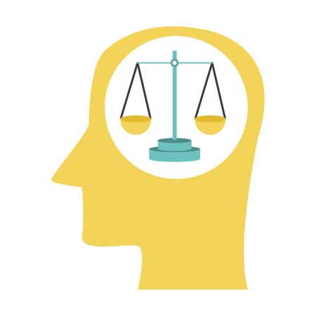 profile head with scale icon over white background, vector illustrationのイラスト素材