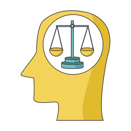 profile head with scale icon over white background, colorful design, vector illustrationのイラスト素材