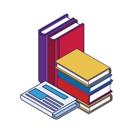 newspaper and academic books over white background, vector illustrationのイラスト素材