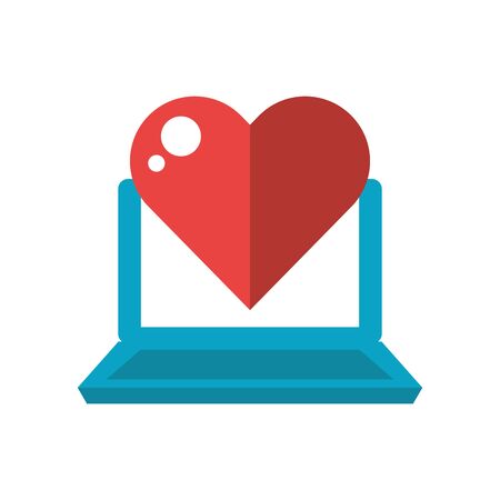 laptop with valentines day heart love vector illustration designのイラスト素材