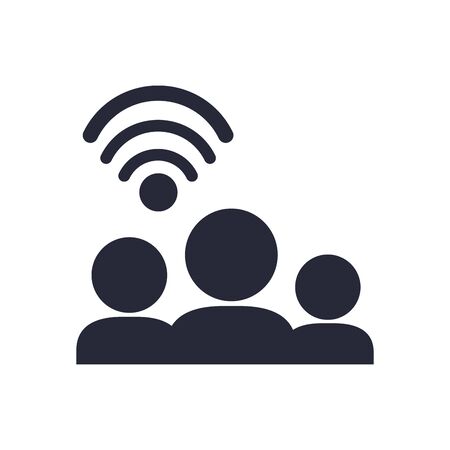 group of users with wifi connection signal vector illustration designのイラスト素材