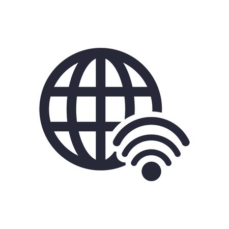 sphere browser globe with wifi signal vector illustration designのイラスト素材