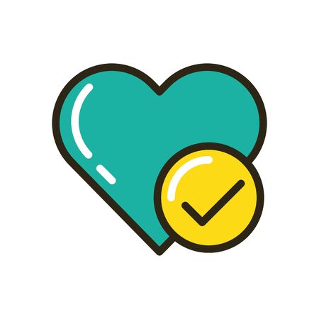 happy valentines day heart with check symbol vector illustration designのイラスト素材