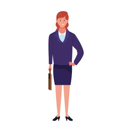 businesswoman standing icon over white background, vector illustrationのイラスト素材