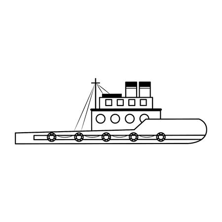Fish ship boat sideview isolated cartoon vector illustration graphic designのイラスト素材