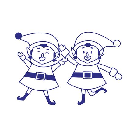 happy christmas elfs icon over white background, vector illustrationのイラスト素材