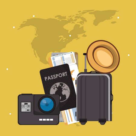 world travel scene with set icons vector illustration designのイラスト素材
