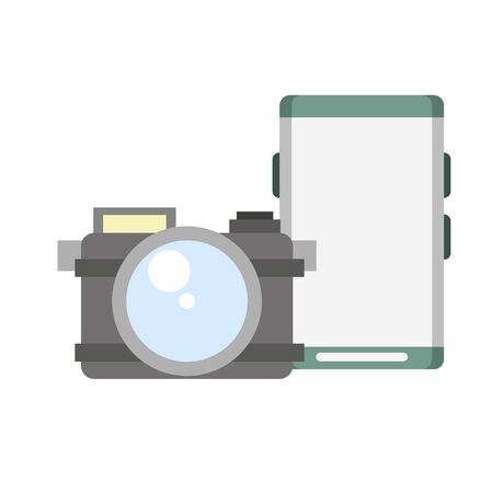 accessories for tourism and vacations and camera with music player isolated symbols Vector design illustrationのイラスト素材
