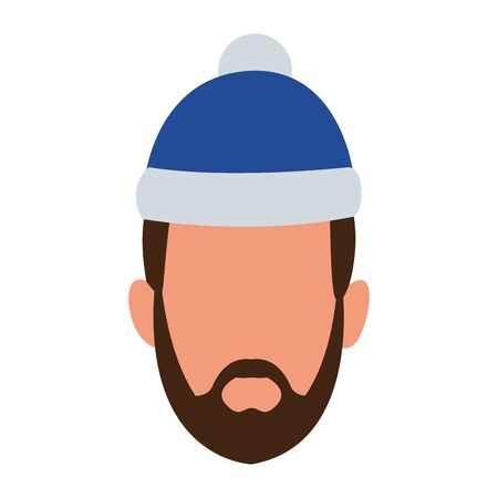 colorful design of avatar man with christmas hat over white background, vector illustrationのイラスト素材