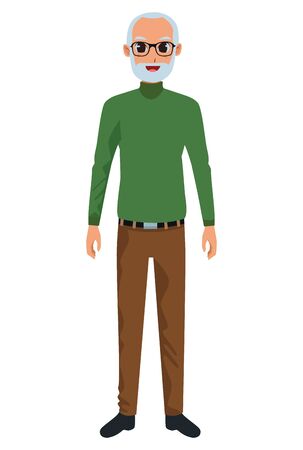 old man smiling and happy isolated vector illustration graphic designのイラスト素材