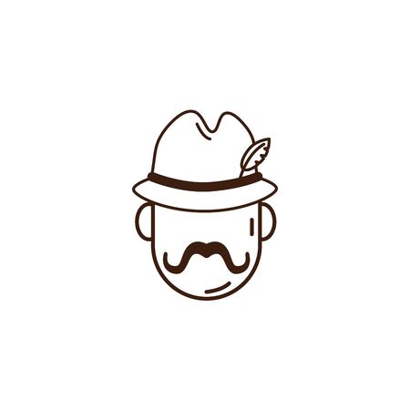 man with oktoberfest german hat celebration isolated icon vector illustration designのイラスト素材