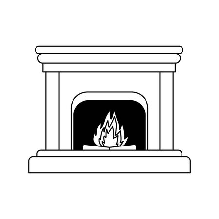 chimney with fire icon over white background, vector illustrationのイラスト素材