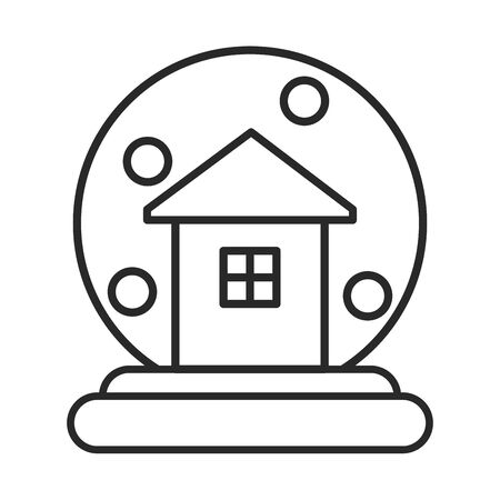 merry christmas crystal ball with house vector illustration designのイラスト素材