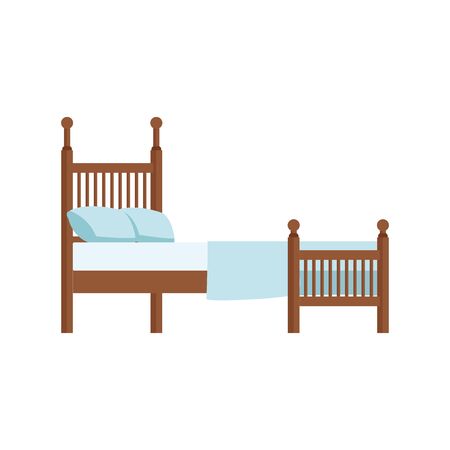 bed with pillows icon over white background, vector illustrationのイラスト素材