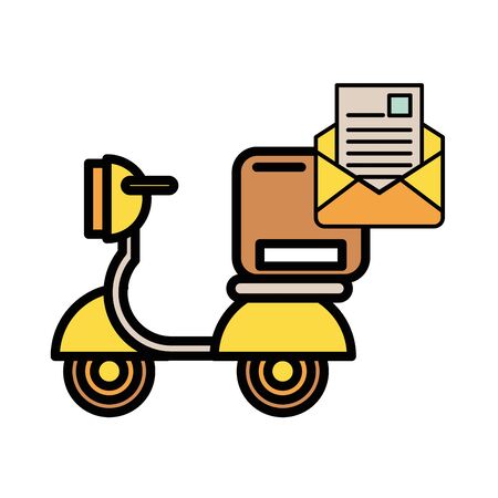motorcycle vehicle with box packing postal service vector illustration designのイラスト素材