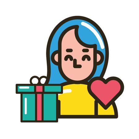 gift box present with heart and girlfriend vector illustration designのイラスト素材