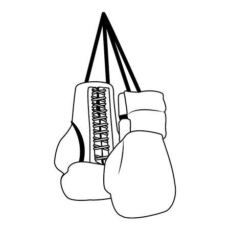 boxing gloves hanging icon over white background, flat design, vector illustrationのイラスト素材