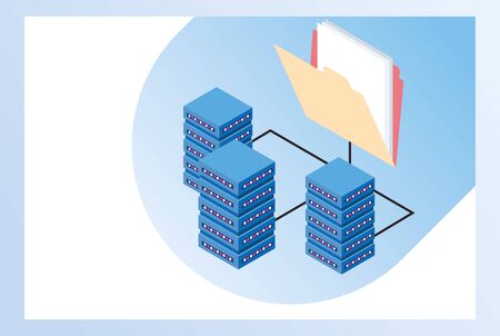 big data technology with servers towers vector illustration designのイラスト素材