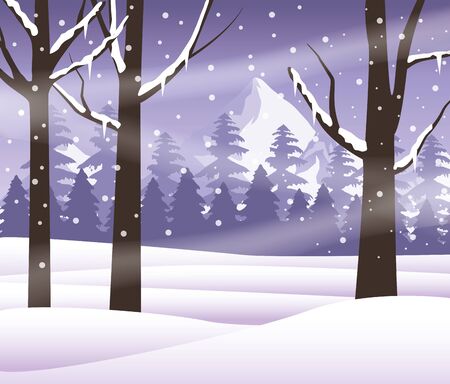 forest snowscape scene nature icon vector illustration designのイラスト素材
