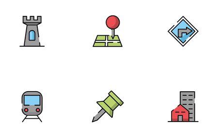 bundle of maps and navigation icons vector illustration designのイラスト素材