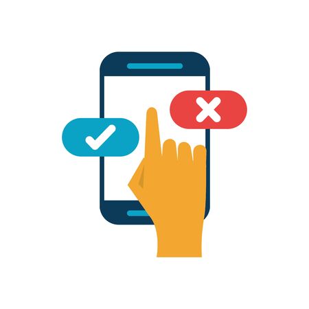 smartphone with hand user chating vector illustration designのイラスト素材