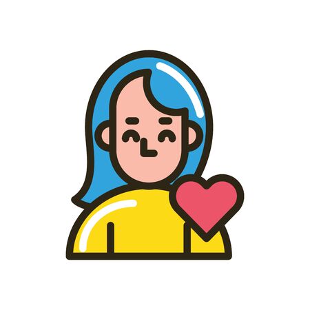 happy valentines day young woman with heart vector illustration designのイラスト素材