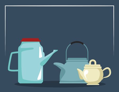 tea pots icon over blue background, colorful design , vector illustrationのイラスト素材