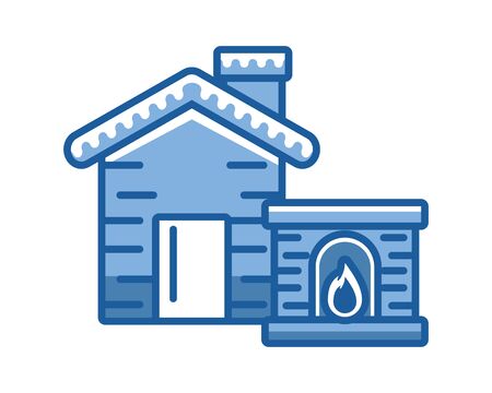 happy merry christmas house with chimney vector illustration designのイラスト素材