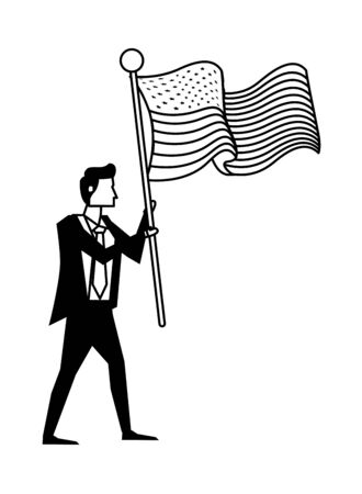 businessman with united states american flag vector illustration designのイラスト素材