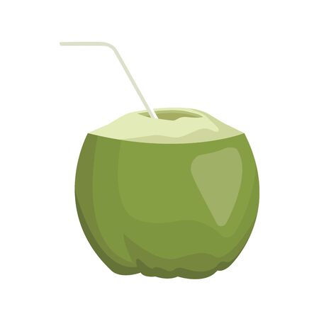 coconut drink with straw icon over white background, vector illustrationのイラスト素材