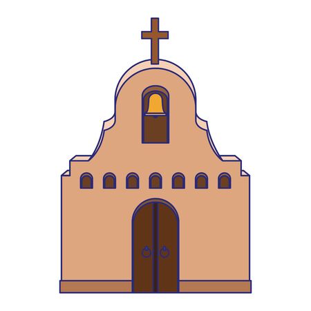 Mexican church design, Mexico culture tourism landmark latin and party theme Vector illustrationのイラスト素材