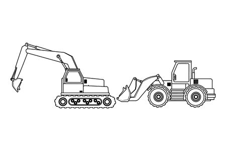 Construction vehicles backhoes machinery vector illustration graphic designのイラスト素材