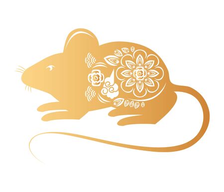 cute little mouse with floral pattern vector illustration designのイラスト素材