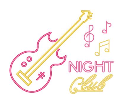 electric guitar with night club lettering vector illustration designのイラスト素材
