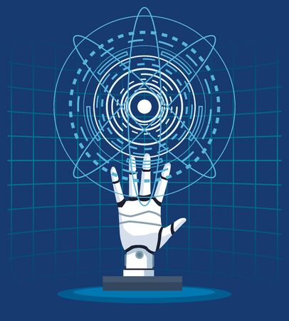 artificial intelligence technology cyborg hand futuristic background vector illustrationのイラスト素材