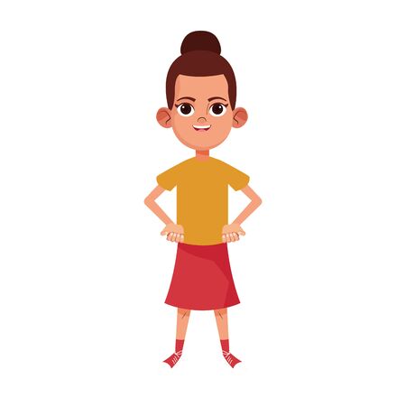 cartoon girl standing icon over white background, vector illustrationのイラスト素材