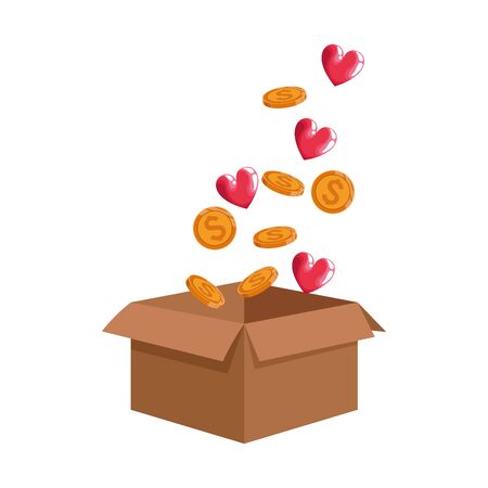 bow with hearts and coins over white background, vector illustrationのイラスト素材