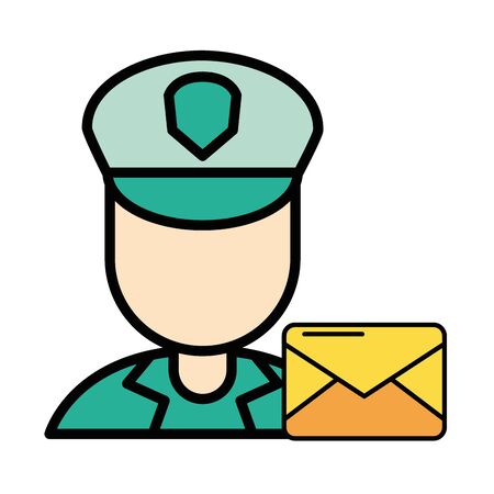 postman worker character isolated icon vector illustration designのイラスト素材