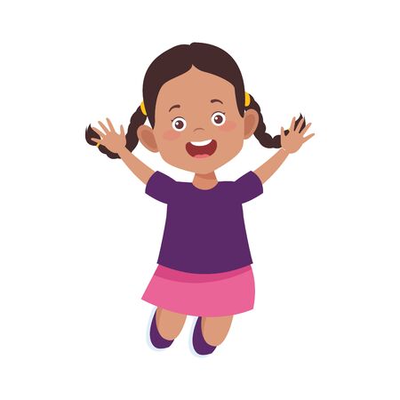 happy girl jumping icon over white background, vector illustrationのイラスト素材