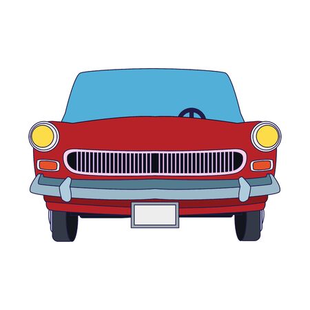 front view of classic car icon over white background, vector illustrationのイラスト素材