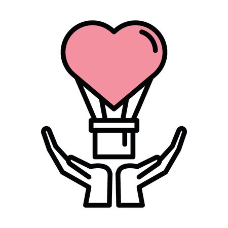 happy valentines day balloon air hot heart vector illustration designのイラスト素材