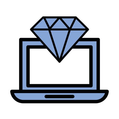 diamond luxury stone in laptop computer vector illustration designのイラスト素材