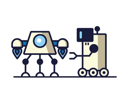 couple of robots technology icons vector illustration designのイラスト素材