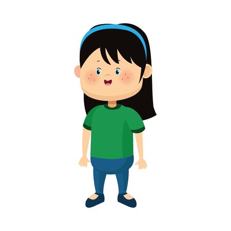 cartoon girl wearing casual clothes over white background, vector illustrationのイラスト素材
