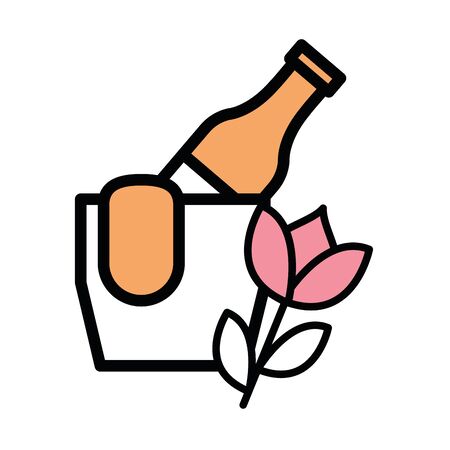wine bottle in ice bucket icon vector illustration designのイラスト素材